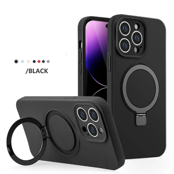 Dteck for Apple iPhone 13 Pro Silicone Case, Magnetic Stand Compatible with Mag Safe Accessory Military Drop Protection Slim Shockproof Protective Phone Cover, black