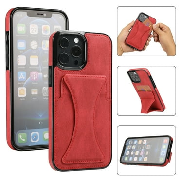 Dteck for Apple iPhone 13 Pro Wallet Case with Card Holder, Shockproof Slim Premium PU Leather Protective Cover Flip Back Wallet Purse Case with Card Slots & Stand, red