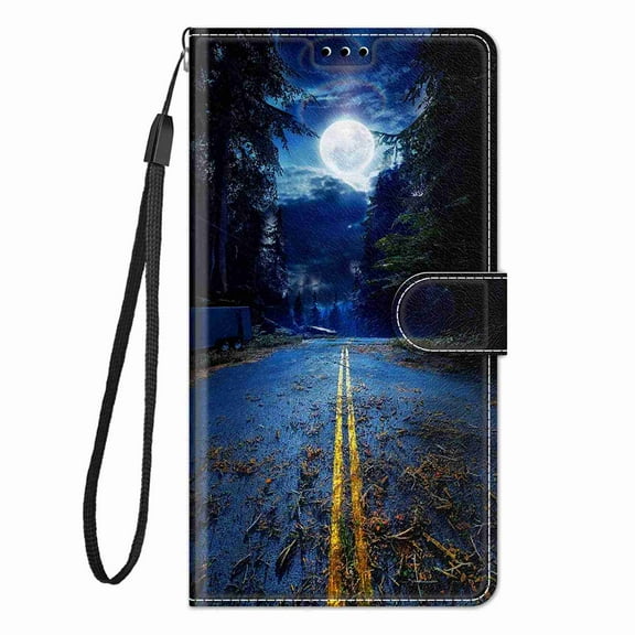 Dteck for Apple iPhone 13 Pro Wallet Case, Shockproof Fashion 3D Painted Pattern Premium PU Leather Wrist Strap Magnetic Card/Cash Slots Stand Flip Protective Cover, Night