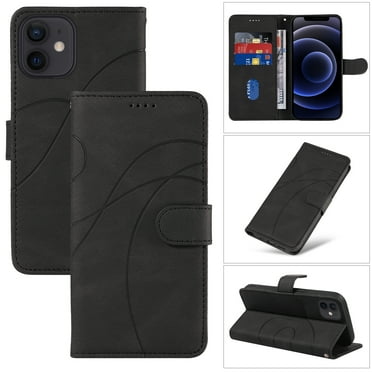 Dteck for Apple iPhone 13 Wallet Case, Premium PU Leather Flip Folio Card Holders Kickstand Book Folding Case with Detachable Wrist Strap Shockproof Protective Cover, black