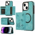 thumbnail image 1 of Dteck for Apple iPhone 14 Detachable Wallet Case, Shockproof Embossed with Card Holders for Women Men Magnetic PU Leather RFID Blocking Flip Kickstand Cover, green, 1 of 8