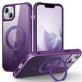 thumbnail image 1 of Dteck for Apple iPhone 14 with Magnetic Invisible Stand Military Drop Protection Case, Shockproof Compatible with MagSafe Slim Rugged Matte Ring Holder Holder Phone Case for Men Women, purple, 1 of 1