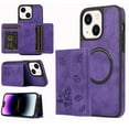 thumbnail image 1 of Dteck for Apple iPhone 14 Plus Detachable Wallet Case, Shockproof Embossed with Card Holders for Women Men Magnetic PU Leather RFID Blocking Flip Kickstand Cover, purple, 1 of 8