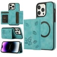 thumbnail image 1 of Dteck for Apple iPhone 14 Pro Detachable Wallet Case, Shockproof Embossed with Card Holders for Women Men Magnetic PU Leather RFID Blocking Flip Kickstand Cover, green, 1 of 8