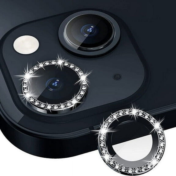 Dteck for Apple iPhone 14 Pro Max 3D Bling Diamond Ring Les Cover, Shockproof Drop Protection 9H Tempered Glass Camera Cover Metal Ring Case Friendly Scratch Resistant Camera Lens Protector, black