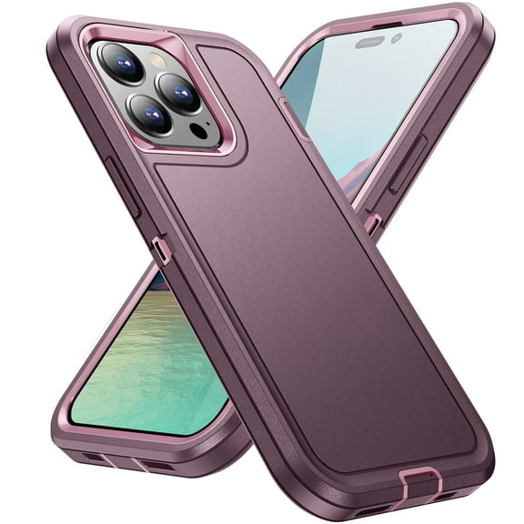 Dteck for Apple iPhone 14 Pro Max Case, Three Layer Heavy Duty Shockproof Protection Hard Plastic Bumper +Soft Silicone Rubber Armor Protective Case, Purple