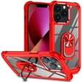 thumbnail image 1 of Dteck for Apple iPhone 14 Pro Max, Shockproof Clear Crystal Hard PC Back Hybrid Protective Rugged Cover Ring Holder Kickstand for Magnetic Car Mount Case, Red, 1 of 8