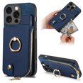 thumbnail image 1 of Dteck for Apple iPhone 14 Pro Zipper Wallet Case, Shockproof with Card Holders Flip Premium PU Leather Card Slots with 360°Rotation Ring Stand Protective Phone Cover, blue, 1 of 8