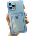 thumbnail image 1 of Dteck for Apple iPhone 14 Pro max Case, Clear Protective Back Card Slot Case, Slim Fit Drop Resistant Soft TPU Wallet Case with Bumper, Cute Card Holder Pocket Case for iPhone 14 Pro max, Blue, 1 of 6