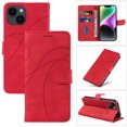 thumbnail image 1 of Dteck for Apple iPhone 14 Wallet Case, Premium PU Leather Flip Folio Card Holders Kickstand Book Folding Case with Detachable Wrist Strap Shockproof Protective Cover, red, 1 of 8