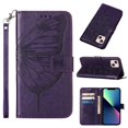 thumbnail image 1 of Dteck for Apple iPhone 14 Wallet Case with Wrist Strap,Butterfly & Flower Embossed PU Leather Magnetic Clasp Flip Kickstand Card Slots Purse Shockproof Phone Cover,Purple, 1 of 9