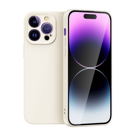 Dteck for Apple iPhone 15 Liquid Silicone Case, Shockproof Cute Thin Slim Soft Rubber TPU Plain Smooth Gel Anti-Scratch Cover for Women Girl Aesthetic, Matte Solid Protective Cover, white