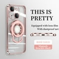 thumbnail image 1 of Dteck for Apple iPhone 15 Magnetic Clear Case,Compatible with MagSafe Ring Bracket Invisible Stand Folding Holder Crystal Transparent Plating Magnetic for Car Mount Holder Cover,Rosegold, 1 of 6