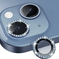 thumbnail image 1 of Dteck for Apple iPhone 15 Plus 3D Bling Diamond Ring Les Cover, Shockproof Drop Protection 9H Tempered Glass Camera Cover Metal Ring Case Friendly Scratch Resistant Camera Lens Protector, blue, 1 of 5