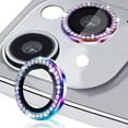 thumbnail image 1 of Dteck for Apple iPhone 15 Plus 3D Bling Diamond Ring Les Cover, Shockproof Drop Protection 9H Tempered Glass Camera Cover Metal Ring Case Friendly Scratch Resistant Camera Lens Protector, colorful, 1 of 5