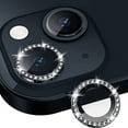 thumbnail image 1 of Dteck for Apple iPhone 15 Plus 3D Bling Diamond Ring Les Cover, Shockproof Drop Protection 9H Tempered Glass Camera Cover Metal Ring Case Friendly Scratch Resistant Camera Lens Protector, black, 1 of 5