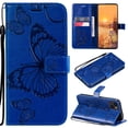 thumbnail image 1 of Dteck for Apple iPhone 15 Plus with Card Holder, Shockproof Magnetic Wallet Card Pocket PU Leather Kickstand Women Men Embossed Butterfly Wrist Strap Flip Folio Case, blue, 1 of 6
