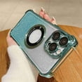 thumbnail image 1 of Dteck for Apple iPhone 15 Plus Glitter Phone Case, Shockproof Magnetic Plating 2 in 1 Gradient Bling Paper Clear Back Soft Rubber Slim Lightweight for Women Girls Shiny Bumper Cover, green, 1 of 6