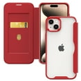 thumbnail image 1 of Dteck for Apple iPhone 15 Plus Slim Clear Back Case, Luxury Shockproof Crystal Slim Thin PU Leather Folio Flip Case with Card Slot and Clear Soft TPU Back Cover, brown, 1 of 1