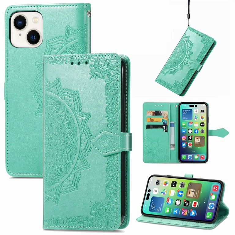 Luxury Flower Wrist Strap Leather Case For iPhone 15 Pro Max 14 13 12 11 XS  XR