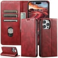 thumbnail image 1 of Dteck for Apple iPhone 15 Plus Wallet Pocket Case, Shockproof Luxury Soft PU Leather Flip Magnetic Stand Flip Protective Cover with ID & Credit Card Slots Holder Case, red, 1 of 6