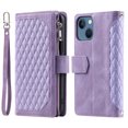 thumbnail image 1 of Dteck for Apple iPhone 15 Plus Wallet for Women Men Case, Wallet with Card Holder Zipper Pocket PU Leather Kickstand Wrist Strap Magnetic Flip Leather Shockpoof Silicone Full Cover Case,Purple, 1 of 6