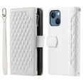 thumbnail image 1 of Dteck for Apple iPhone 15 Plus Wallet for Women Men Case, Wallet with Card Holder Zipper Pocket PU Leather Kickstand Wrist Strap Magnetic Flip Leather Shockpoof Silicone Full Cover Case,White, 1 of 7