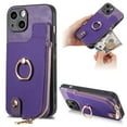 thumbnail image 1 of Dteck for Apple iPhone 15 Plus Zipper Wallet Case, Shockproof with Card Holders Flip Premium PU Leather Card Slots with 360°Rotation Ring Stand Protective Phone Cover, purple, 1 of 8