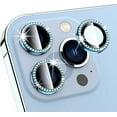 thumbnail image 1 of Dteck for Apple iPhone 15 Pro 3D Bling Diamond Ring Les Cover, Shockproof Drop Protection 9H Tempered Glass Camera Cover Metal Ring Case Friendly Scratch Resistant Camera Lens Protector, blue, 1 of 5