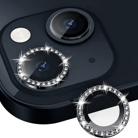 Dteck for Apple iPhone 15 Pro 3D Bling Diamond Ring Les Cover, Shockproof Drop Protection 9H Tempered Glass Camera Cover Metal Ring Case Friendly Scratch Resistant Camera Lens Protector, black