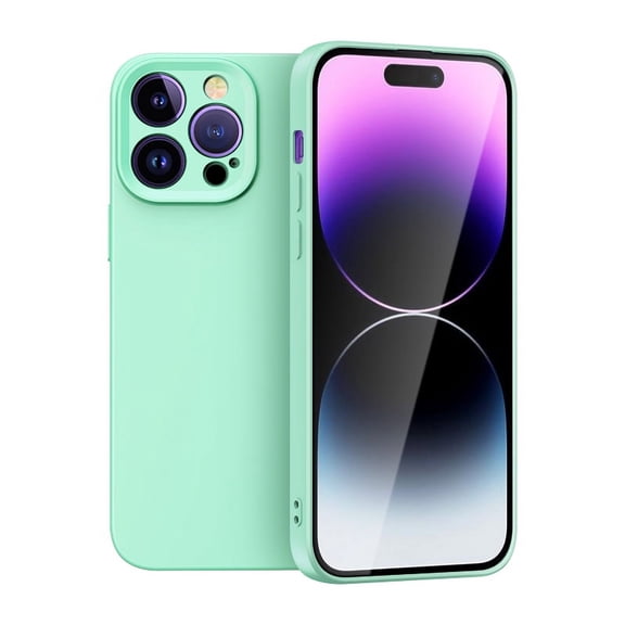 Dteck for Apple iPhone 15 Pro Liquid Silicone Case, Shockproof Cute Thin Slim Soft Rubber TPU Plain Smooth Gel Anti-Scratch Cover for Women Girl Aesthetic, Matte Solid Protective Cover, lightcyan