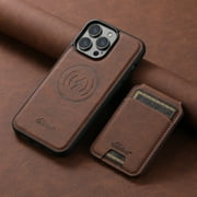 Dteck for Apple iPhone 15 Pro Max Heavy Duty Case, Wallet Case Magsafe Compatible,with Card Holder Detachable Magnetic 2 in 1 for Women Men Flip Stand PU Leather Magnetic Cover, brown