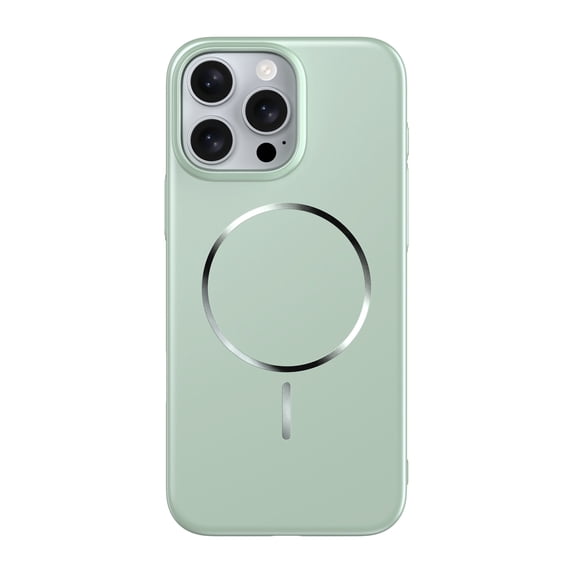 Dteck for Apple iPhone 15 Pro Max Protective Ultra Slim Case, Magnetic Back Hard PC and Metal Anti-Scratch Shock-Absorbent Anti-Fingerprint Lightweight Matte Wireless Charging Cover, Green
