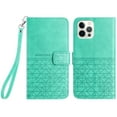 thumbnail image 1 of Dteck for Apple iPhone 15 Pro Max Slim Case, Shockproof Premium PU Leather Wallet Flip Hand Strap Lanyard Case with Credit Card Holder Women RFID Blocking Protective Purse Phone Cover, green, 1 of 7