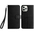thumbnail image 1 of Dteck for Apple iPhone 15 Pro Max Slim Case, Shockproof Premium PU Leather Wallet Flip Hand Strap Lanyard Case with Credit Card Holder Women RFID Blocking Protective Purse Phone Cover, black, 1 of 7