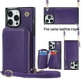 thumbnail image 1 of Dteck Crossbody Zipper Wallet Case for iPhone 15 Pro Max,Shockproof PU Leather Credit Card Slot Holder Strap Shoulder Chain Flip PU Purse Kickstand Phone Cover for Women Girls,Purple, 1 of 8