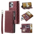 thumbnail image 1 of Dteck for Apple iPhone 15 Pro Max Wallet for Women Men Case, Wallet with Card Holder Zipper Pocket PU Leather Kickstand Wrist Strap Magnetic Flip Leather Shockpoof Silicone Full Cover Case,Winered, 1 of 8