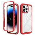 thumbnail image 1 of Dteck for Apple iPhone 15 Pro Shockproof Case, Military Grade Drop Tested Translucent with Screen Protector, Slim Protective Matte Hard Clear Back & Soft Edge Cover Phone Case, Red, 1 of 6
