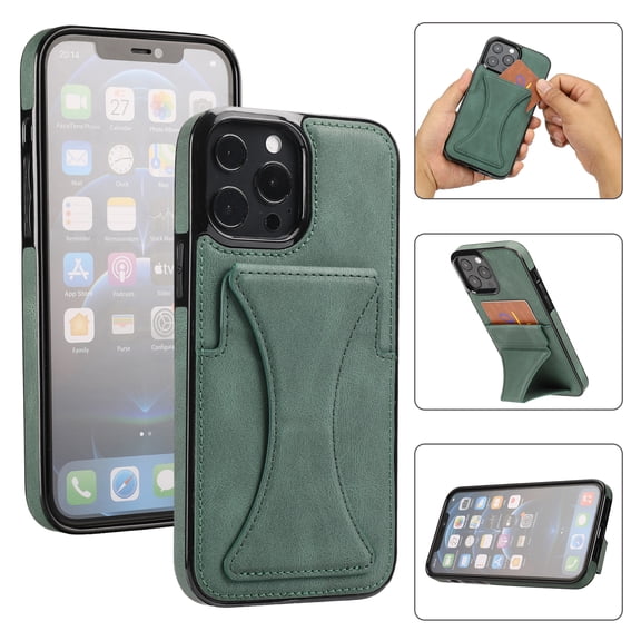 Dteck for Apple iPhone 15 Wallet Case with Card Holder, Shockproof Slim Premium PU Leather Protective Cover Flip Back Wallet Purse Case with Card Slots & Stand, green