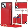 thumbnail image 1 of Dteck for Apple iPhone 15 Wallet Pocket Case, Shockproof RFID Blocking PU Leather Zipper Handbag Purse Flip Cover, Kickstand Folio Case with Card Slots Holder Wrist Strap Lanyard 5G, red, 1 of 8