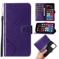thumbnail image 1 of Dteck for Apple iPhone 16 Pro Case, Magnetic Closure Wallet RFID Blocking Premium Leather with Card Slots Stand Folio Flip Emboss Wrist Strap Cover for iPhone 16 Pro 5G (2024), Purple, 1 of 5