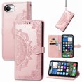 thumbnail image 1 of Dteck for Apple iPhone 16E 2025 Released Wallet Case with Card Holder, Shockproof PU Leather Kickstand Card Slots Case, Embossed Floral Cover with Hand Strap, Rosegold, 1 of 7