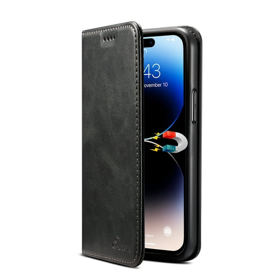 Dteck for Apple iPhone 16E (2025), Shockproof Flip Wallet PU Leather Magnetic Protective Cover with RFID Blocking 3 Card Slots Stand TPU Interior Case, Black