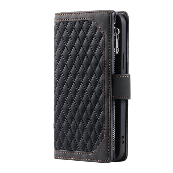 Dteck for Apple iPhone 16e Wallet for Women Men Case, Wallet with Card Holder Zipper Pocket PU Leather Kickstand Wrist Strap Magnetic Flip Leather Shockpoof Silicone Full Cover Case,Black