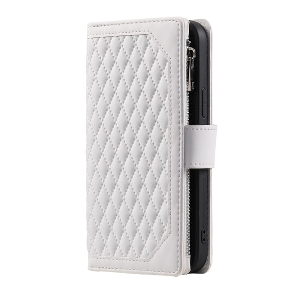Dteck for Apple iPhone 16e Wallet for Women Men Case, Wallet with Card Holder Zipper Pocket PU Leather Kickstand Wrist Strap Magnetic Flip Leather Shockpoof Silicone Full Cover Case,White