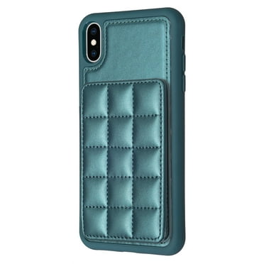 Dteck for Apple iPhone XS Max Card Holder Back Case with Pockets, Premium PU Leather ID Cash Credit Slots Magnetic Kickstand Flip Folio Slim Hard Protective Cover, green