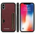 thumbnail image 1 of Dteck for Apple iPhone XS/X Hard Shell, Luxury Premium PU Leather Wallet Case with Card Holder, Shockproof Back Flip Hard Slim Rugged Protective Cover, winered, 1 of 4