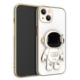 thumbnail image 1 of Dteck Astronaut Hidden Stand Case for Apple iPhone 13 Pro Max 6.7" (2021) with Folding Bracket Kickstand 6D Plating Electroplated Cute Cartoon Soft TPU and Hard Back Shockproof Bumper Cover, White, 1 of 10