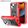 thumbnail image 1 of Dteck Back Case For Apple iPhone 13 Mini, Ring Stand Shockproof Hybrid Hard PC Soft Silicone Bumper Heavy Duty Shockproof Three Layer Drop Protective Girls Boy Cute Phone Case(Red+Black), 1 of 6