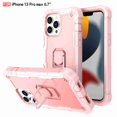 thumbnail image 1 of Dteck Back Case For Apple iPhone 13 Pro, Ring Stand Shockproof Hybrid Hard PC Soft Silicone Bumper Heavy Duty Shockproof Three Layer Drop Protective Girls Boy Cute Phone Case(Rosegold), 1 of 7